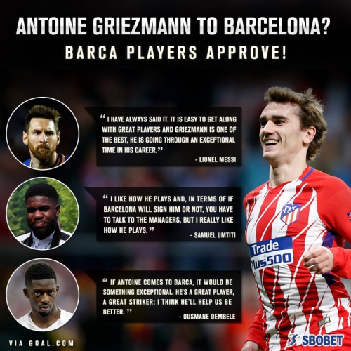 SBOBET Blog: Antoine Griezmann to Barcelona? Messi and co want him