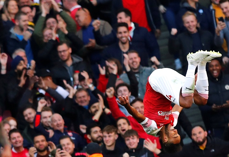 Pierre-Emerick Aubameyang scores Arsenal's second controversial goal in the Premier League