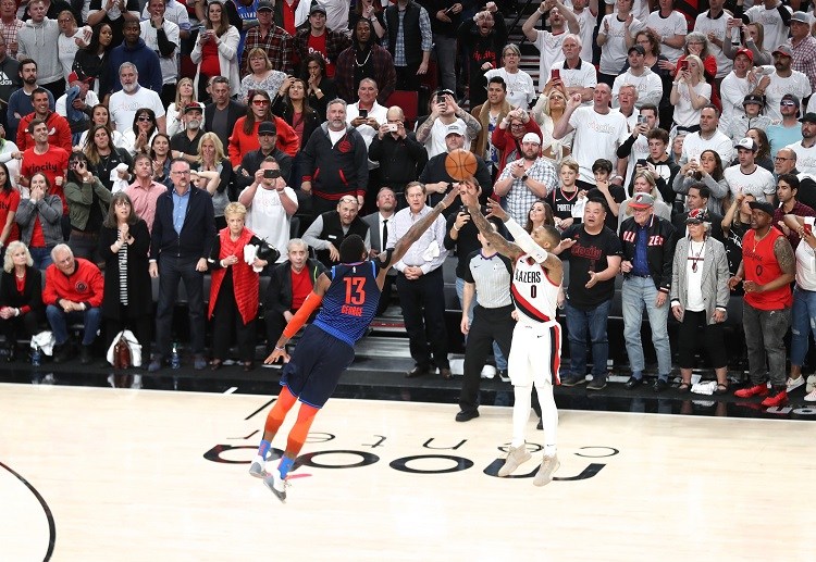 Trail Blazers guard Damian Lillard scored 50 points during the NBA match against the Thunder