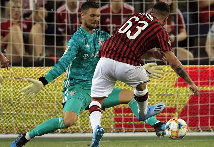 Patrick Cutrone unable to convert a chance to score for AC Milan against Bayern Munich during International Champions Cup match