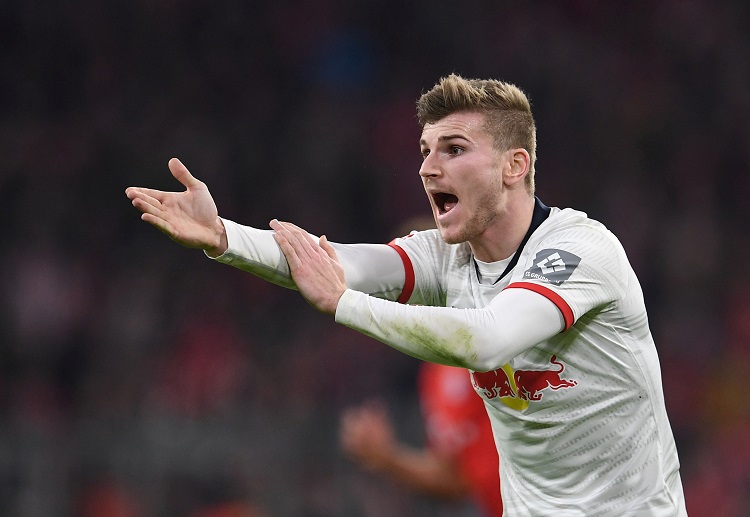 Timo Werner struggles to score during the Bundesliga encounter between RB Leipzig and Bayern Munich