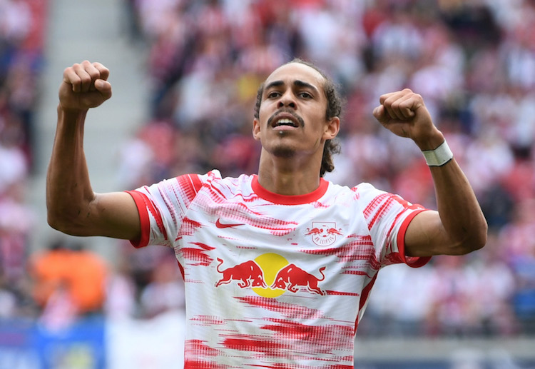 Yussuf Poulsen has scored RB Leipzig's second goal during their Bundesliga clash against Hertha Berlin