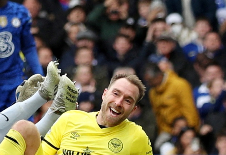 Christian Eriksen scored on the 54th minute of Brentford's 1-4 Premier League away win against Chelsea