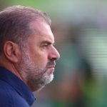 Ange Postecoglou looking determined to win against Erik ten Hag in their Premier League tie