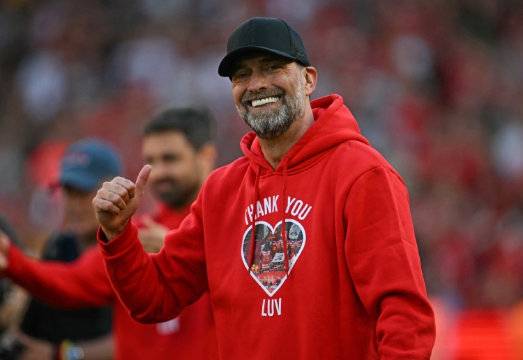 Jürgen Klopp waves goodbye to Liverpool fans after their final match in the Premier League