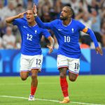 Alexandre Lacazette nets the opening goal for the French squad vs USA during their Olympics 2024 match